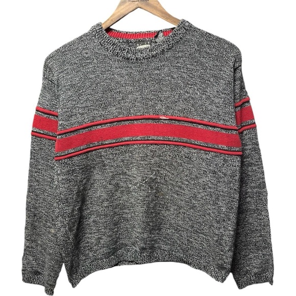 horizontal line pattern crewneck 90s vintage paint splatter sweater sweatshirt - Picture 1 of 8